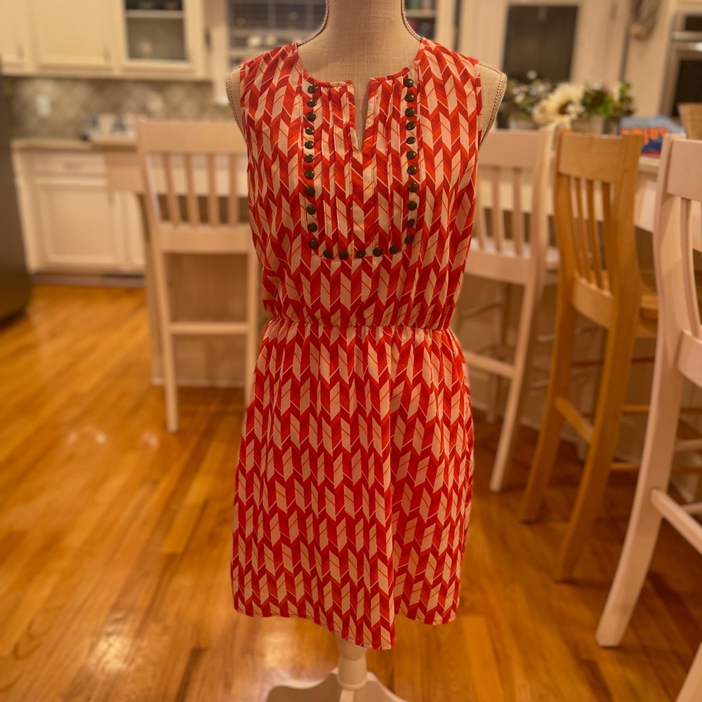Market & Spruce Red and White Geometric Dress